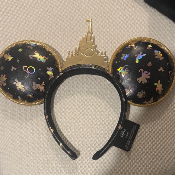 Disney Accessories - Disney Black and Gold 50th Anniversary Mickey Ears